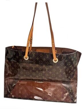 Louis Vuitton Brown Monogram Vinyl Clear Tote with Tan Straps